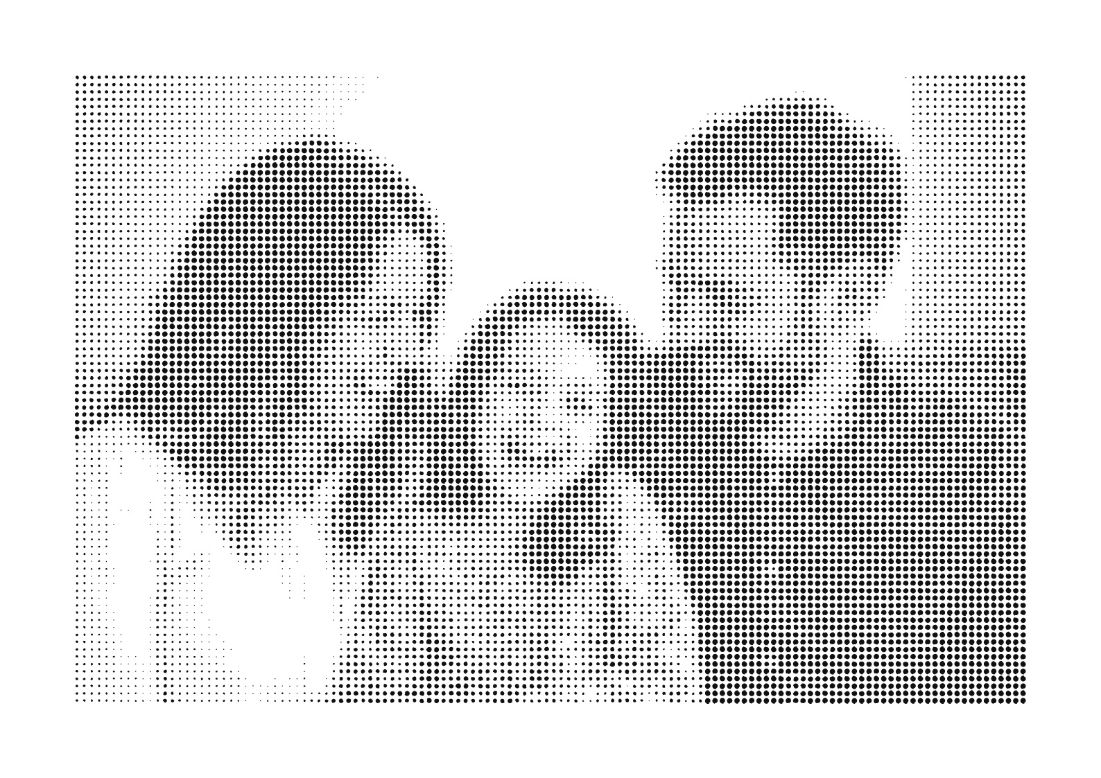 Family portrait drawn in the Dot style